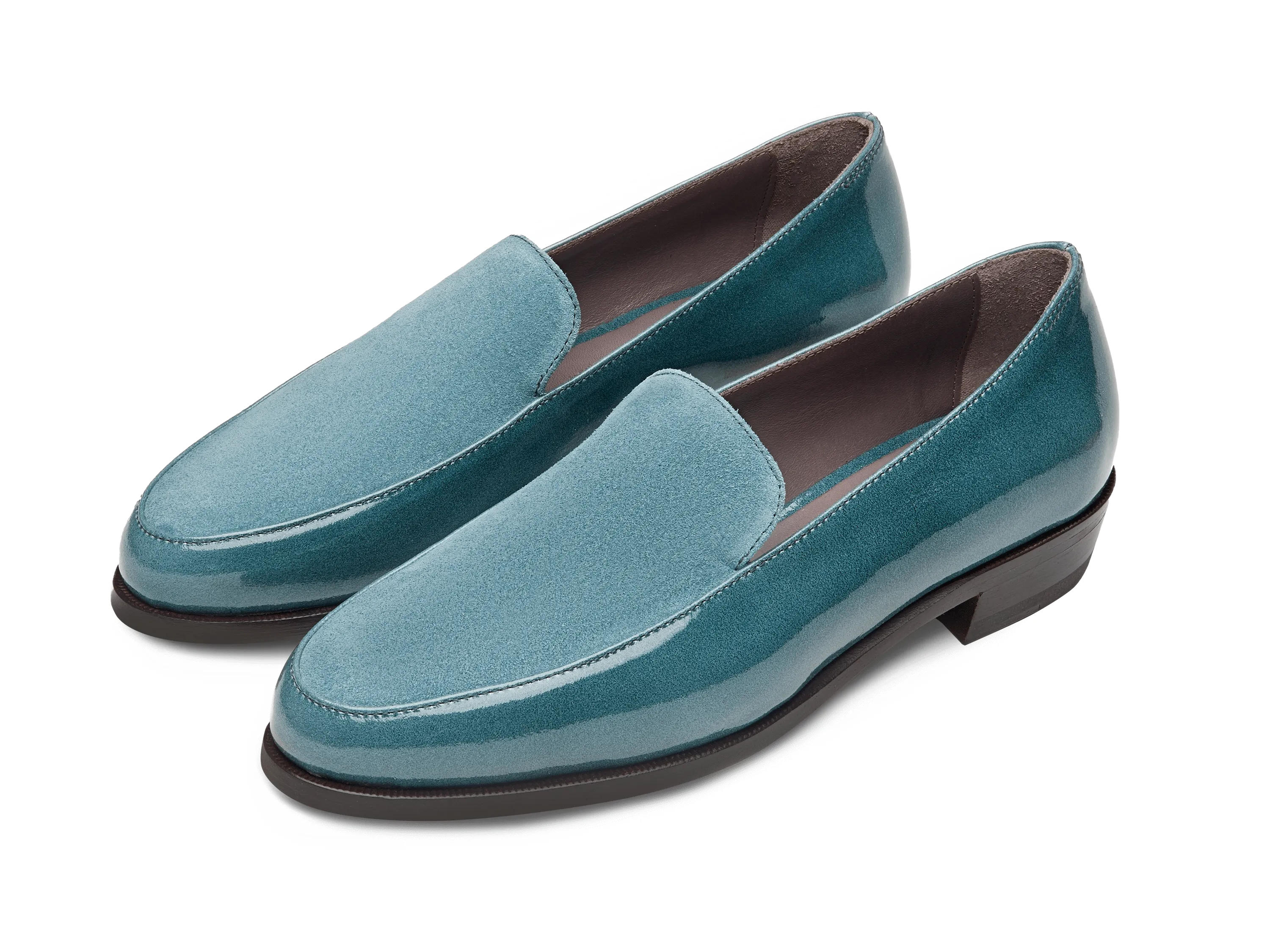 Ada Loafers in Frozen Lake Patent and Glove Suede