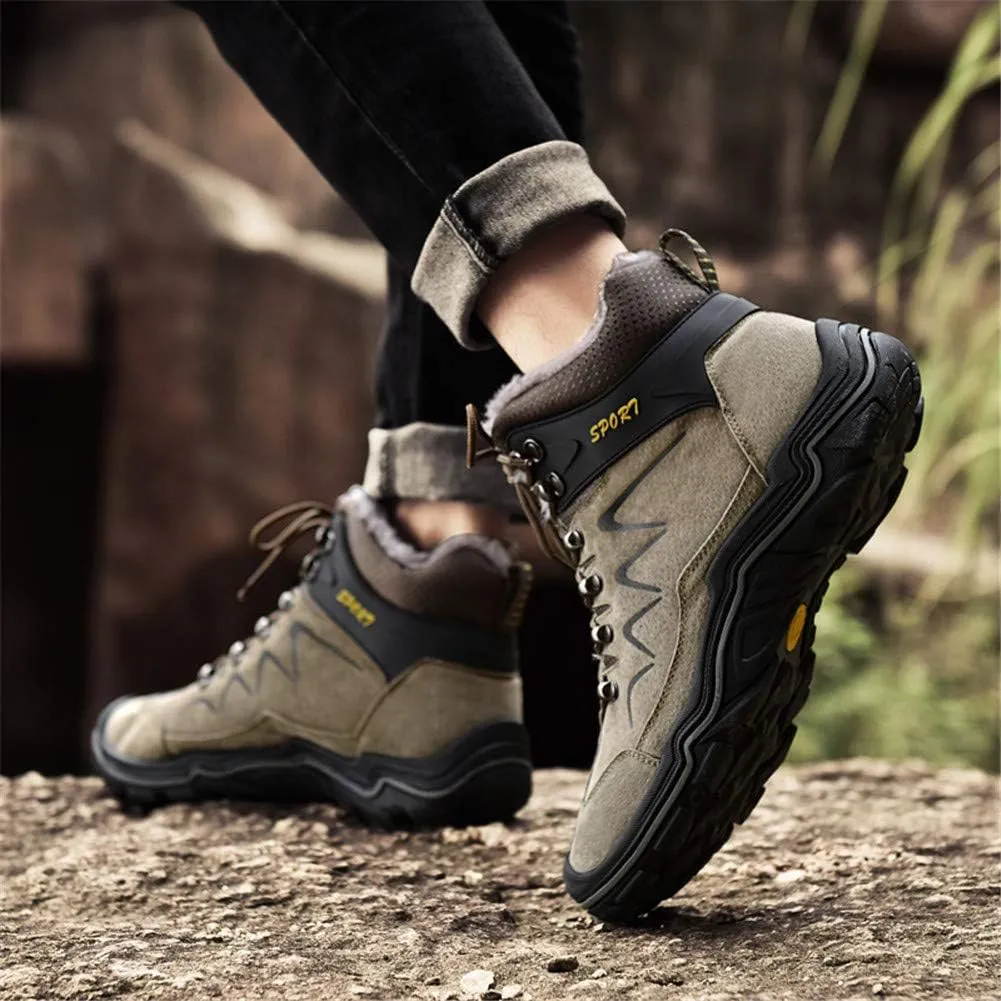 ailishabroy High Top Sneakers For Men Winter Warm Climbing Hiking Shoe Lace Up Ankle Boots