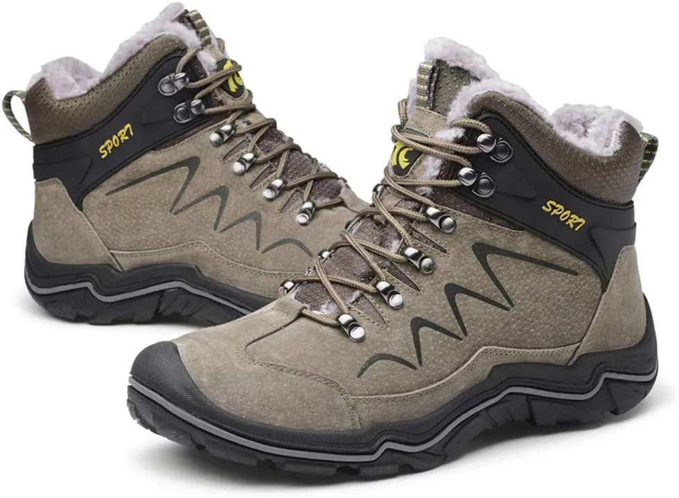 ailishabroy High Top Sneakers For Men Winter Warm Climbing Hiking Shoe Lace Up Ankle Boots