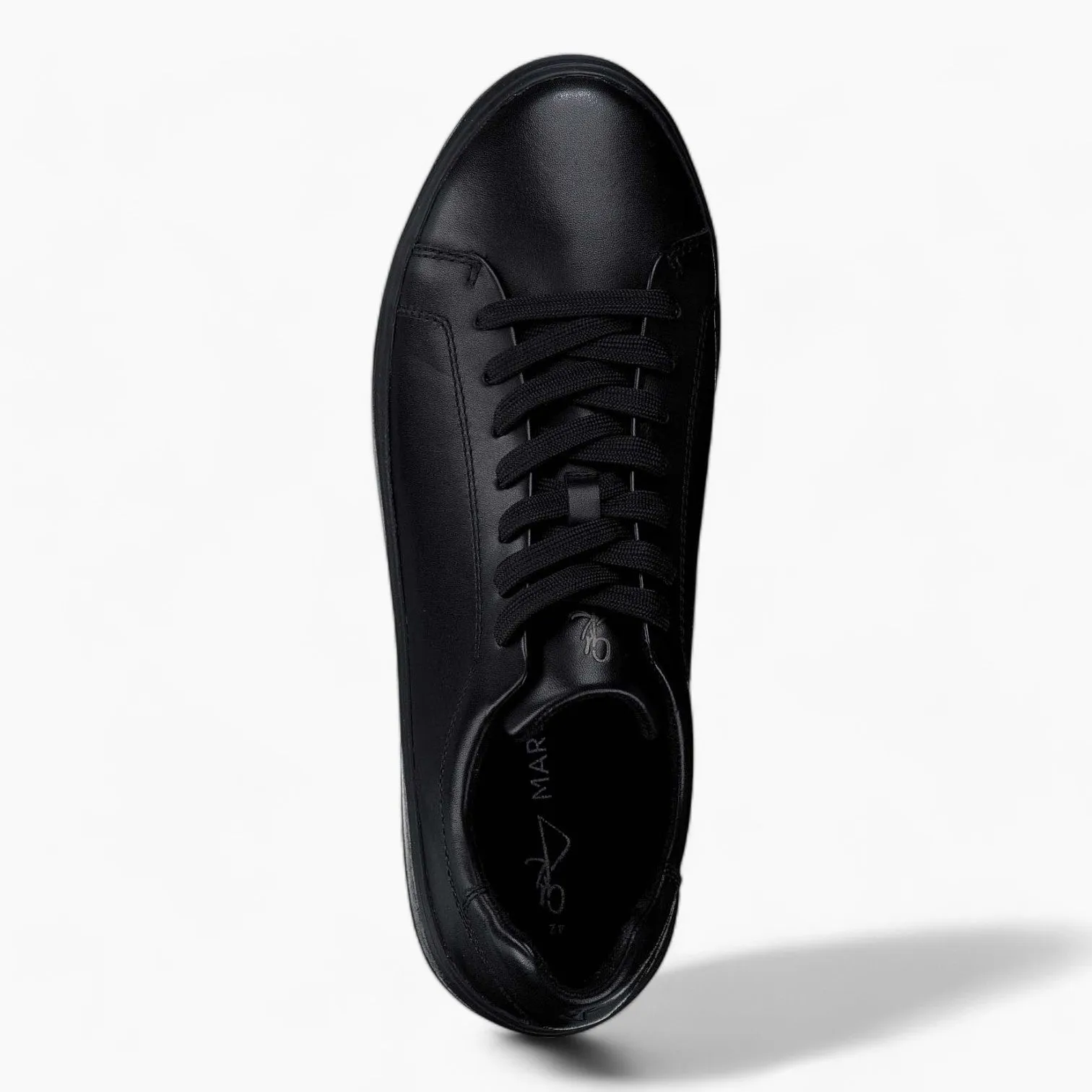 All Black Leather Casual Trainer Style Shoe - Marco Tozzi