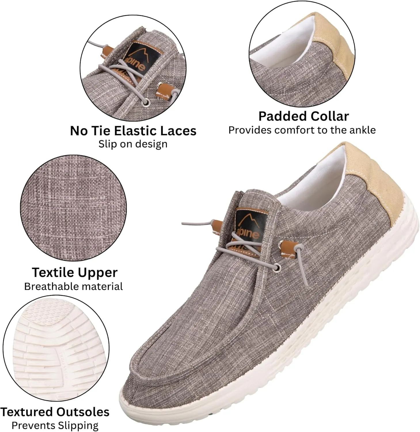 Alpine Swiss Flynn Mens Boat Shoes | Lightweight Slip-On Loafers | Moc Toe Sailing Deck Shoe | Breathable Water-Resistant Summer Footwear | Travel | Light Enough to Float