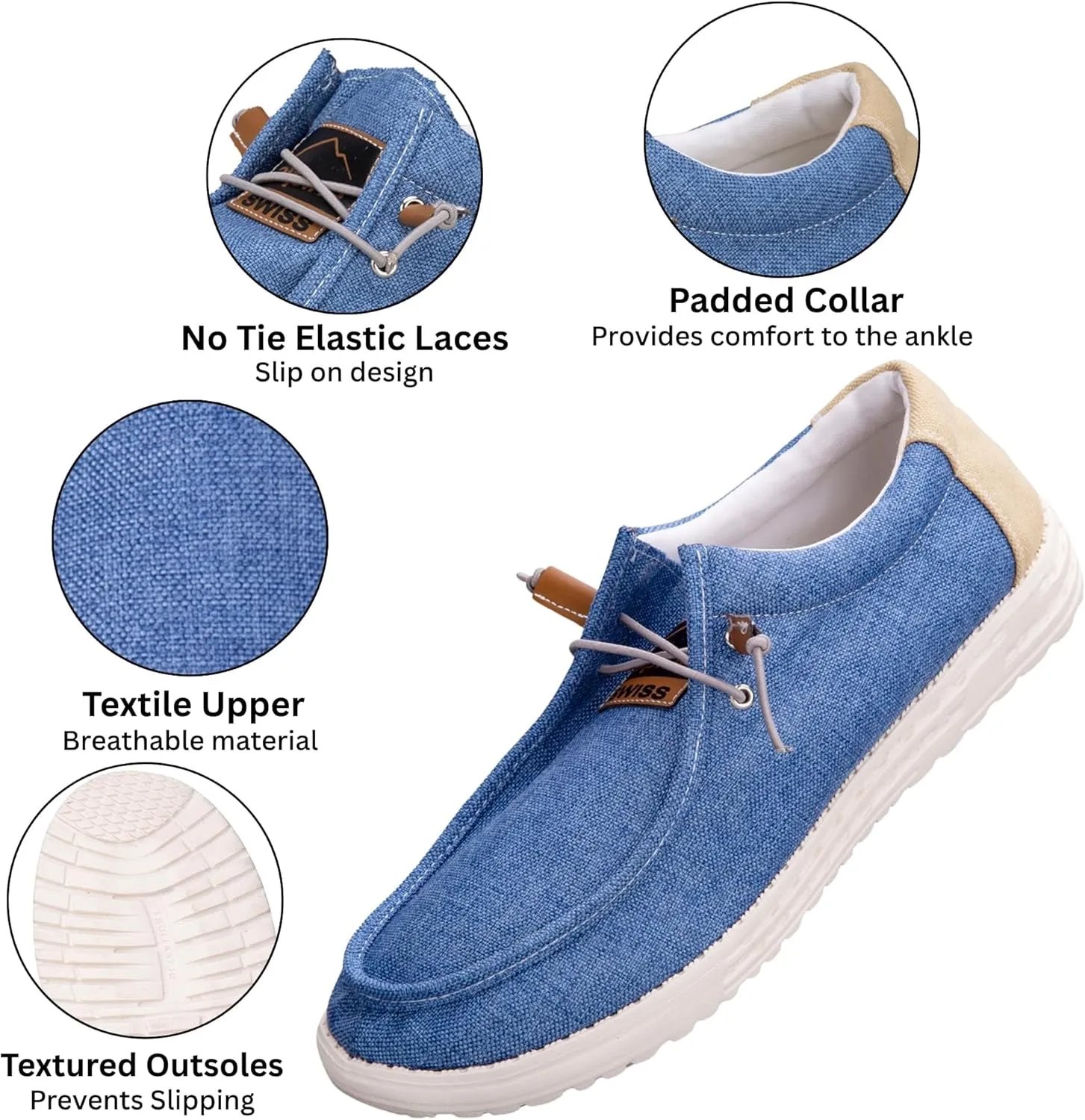 Alpine Swiss Flynn Mens Boat Shoes | Lightweight Slip-On Loafers | Moc Toe Sailing Deck Shoe | Breathable Water-Resistant Summer Footwear | Travel | Light Enough to Float