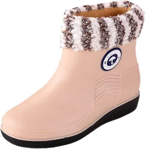 AMDBEL Botas de lluvia para mujer impermeables, Rain Boots for Women Waterproof, Women Rain Boots Black Waterproof Mid Calf Lightweight Cute Booties Fashion Out Work Outdoor Garden Shoes