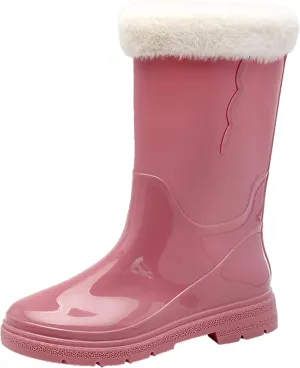 AMDBEL Short Rain Boots for Women Wide Width, Botas de lluvia para mujer impermeables, Women Rain Boots Black Waterproof Mid Calf Lightweight Cute Booties Fashion Out Work Comfortable Garden Shoes