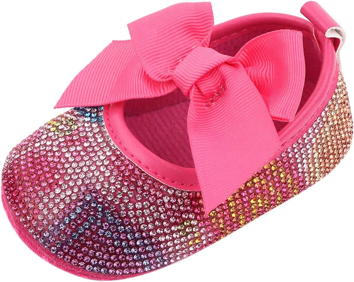 Baby Girls Soft Princess Dress Flats Shoes Infant Wedding Bowknot Anti-Slip First Walker Newborn Soft Sole Sneakers