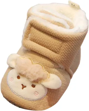 Baby Sock Shoes Plush Lined Slip On Shoes For Toddler Sheep Non Slip Snow Ankle Boots Soft Sole Flat Shoes