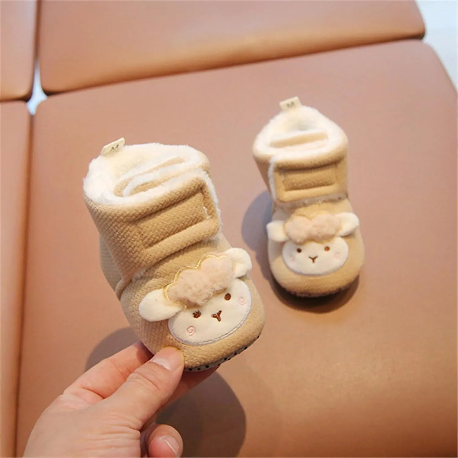 Baby Sock Shoes Plush Lined Slip On Shoes For Toddler Sheep Non Slip Snow Ankle Boots Soft Sole Flat Shoes