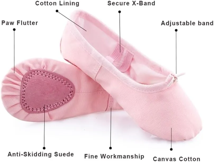 Ballet Shoes Canvas for Girls Dance Slippers Split Sole Gymnastics Yoga Dancing Shoes for Kids Ballerina(Beige,31)