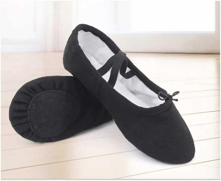 Ballet Shoes Canvas for Girls Dance Slippers Split Sole Gymnastics Yoga Dancing Shoes for Kids Ballerina(Beige,31)