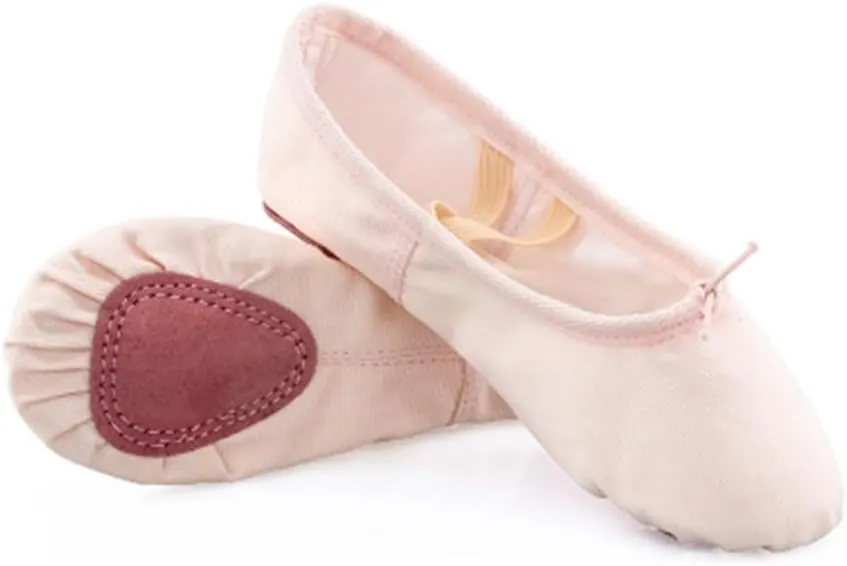 Ballet Shoes Canvas for Girls Dance Slippers Split Sole Gymnastics Yoga Dancing Shoes for Kids Ballerina(Beige,31)