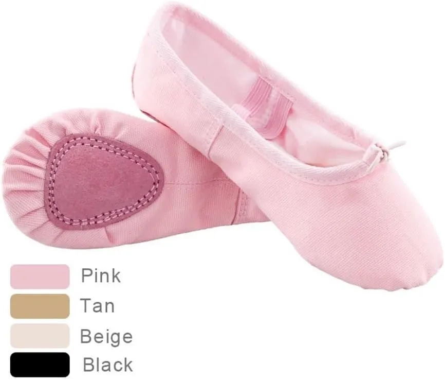 Ballet Shoes Canvas for Girls Dance Slippers Split Sole Gymnastics Yoga Dancing Shoes for Kids Ballerina(Beige,31)