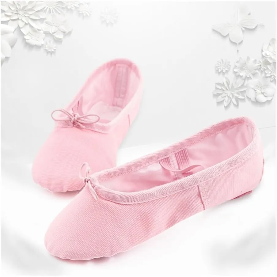 Ballet Shoes Canvas for Girls Dance Slippers Split Sole Gymnastics Yoga Dancing Shoes for Kids Ballerina(Beige,31)