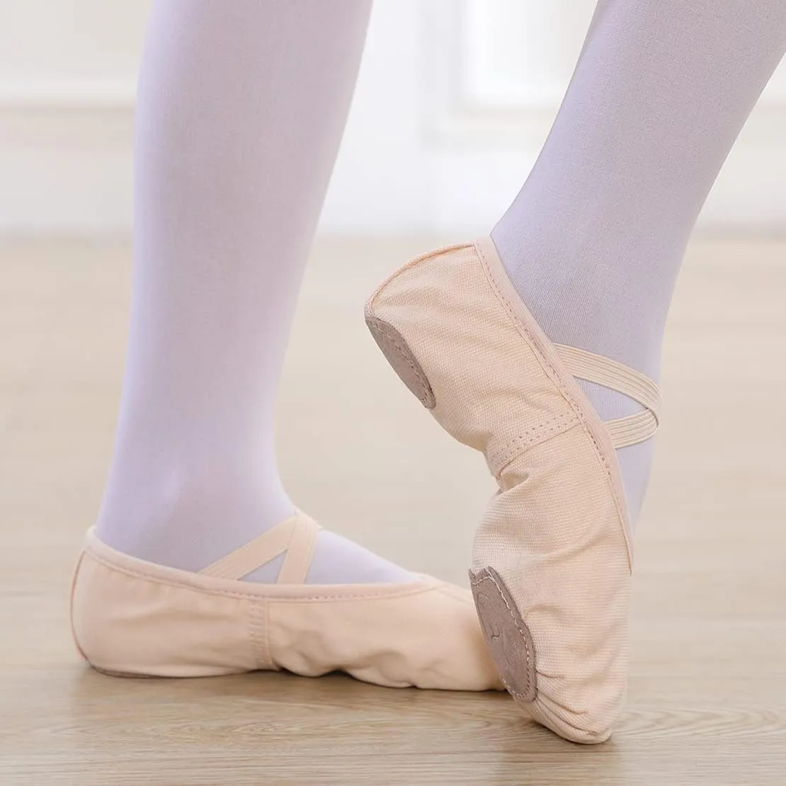 Ballet Shoes for Girls, Canvas Dance Practice Slippers No-Tie Sole Yoga Gymnastics Shoes(Toddler/Little Kid/Big Kid)
