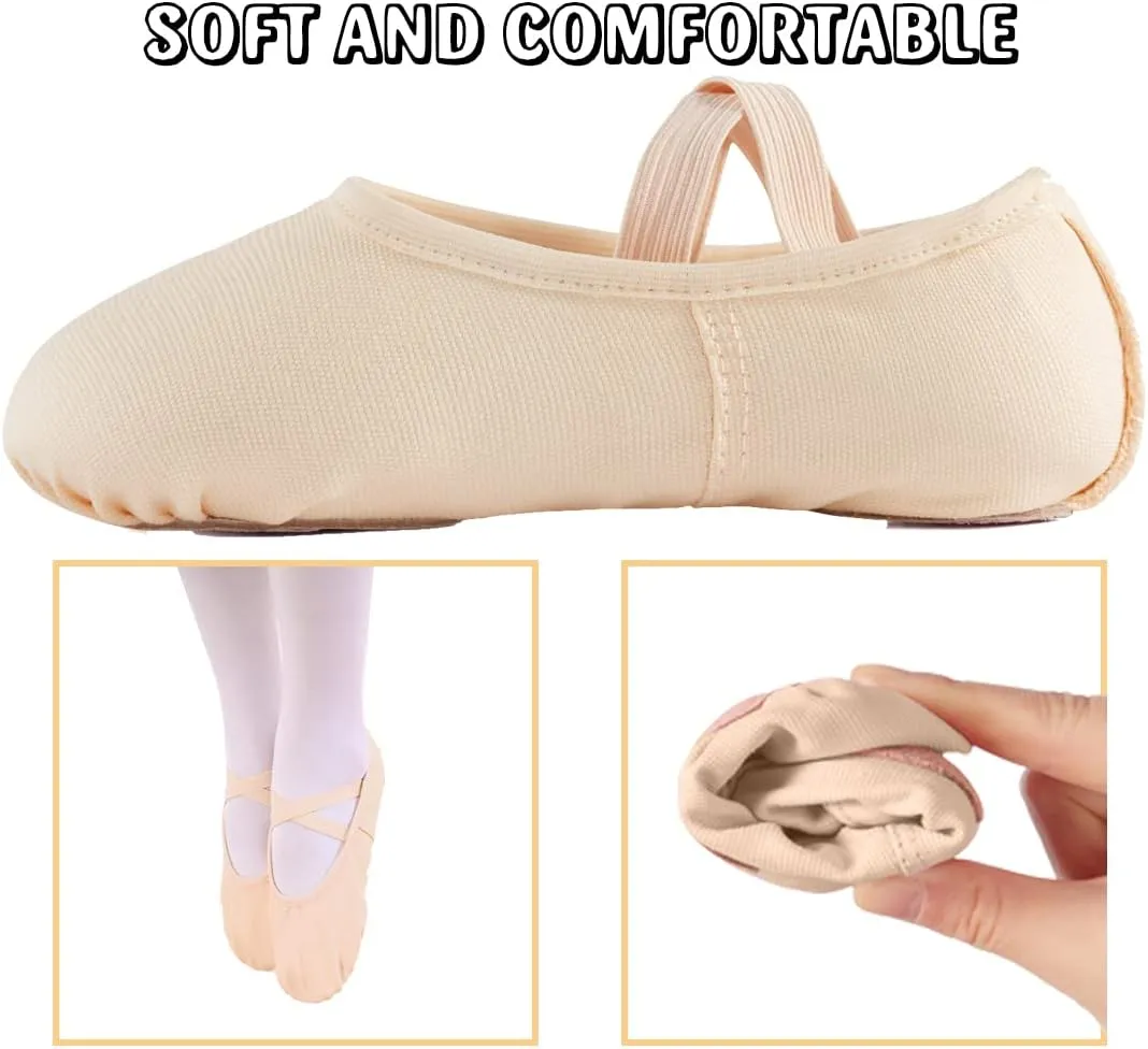 Ballet Shoes for Girls, Canvas Dance Practice Slippers No-Tie Sole Yoga Gymnastics Shoes(Toddler/Little Kid/Big Kid)