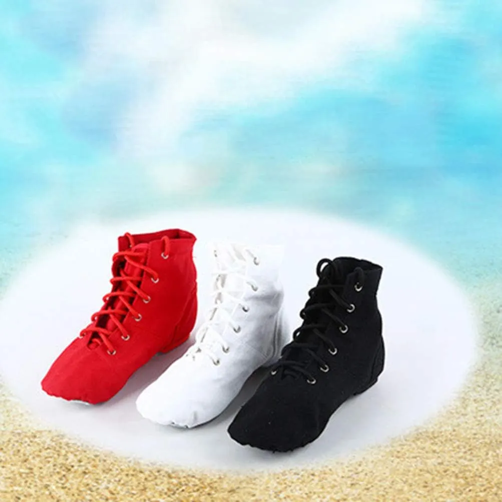 BESPORTBLE High Top Canvas Jazz Dancing Shoes Flat Jazz Boots Practice Dancing Shoes for Women Men Size 44 (Black)