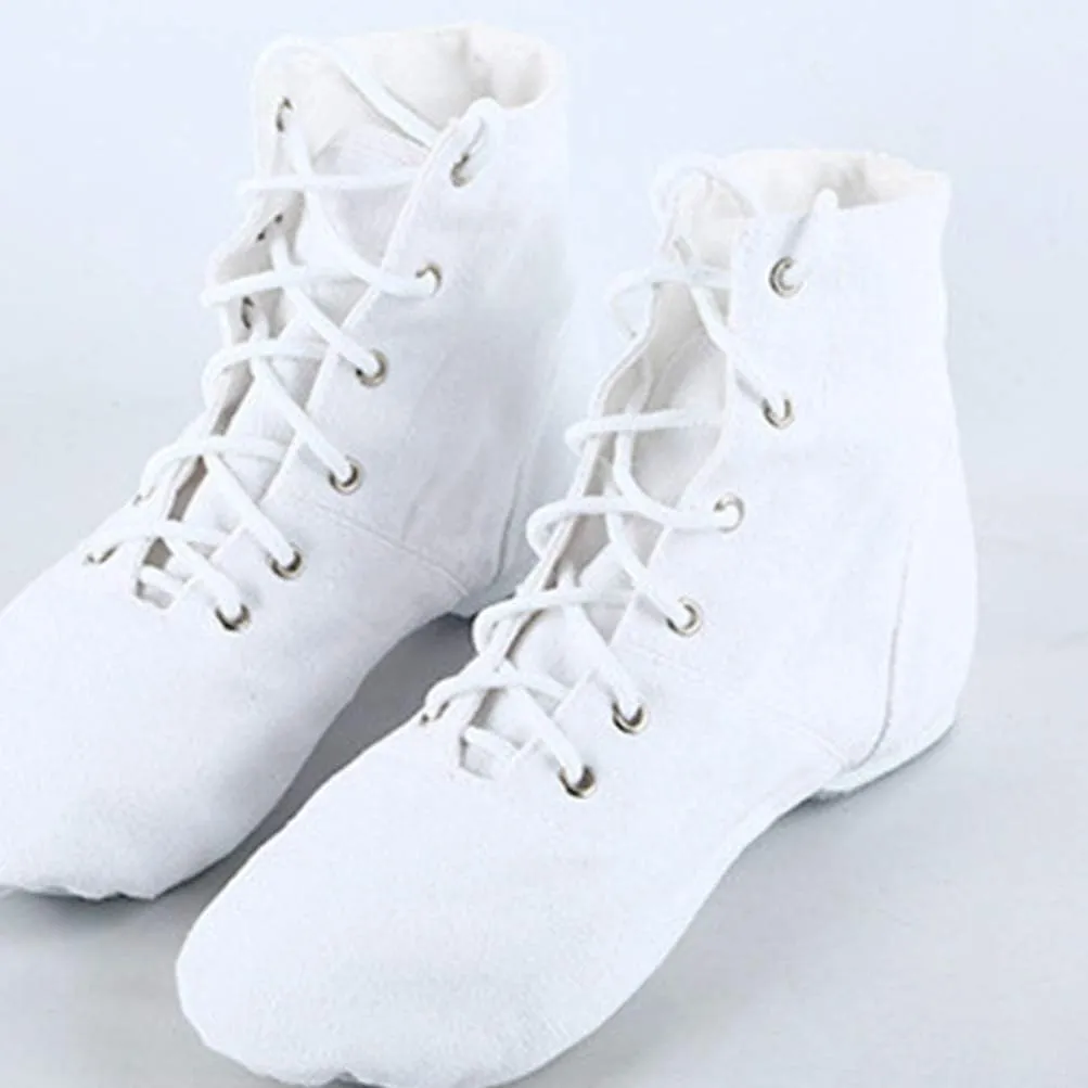 BESPORTBLE High Top Canvas Jazz Dancing Shoes Flat Jazz Boots Practice Dancing Shoes for Women Men Size 44 (Black)
