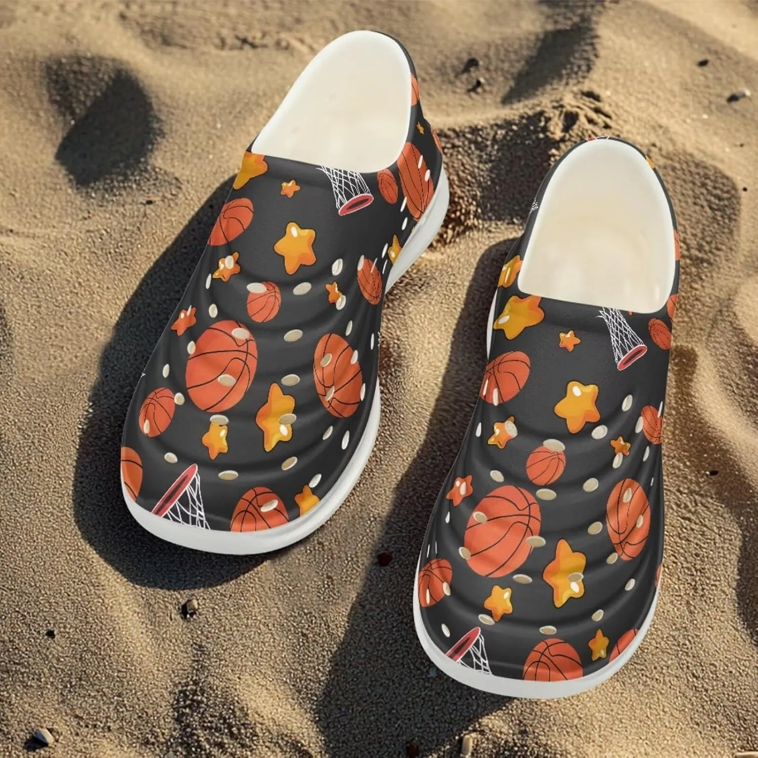 Boy Girls Water Shoes Cartoon Print Slip on Clogs Water Play Sneakers Sandal for Beach