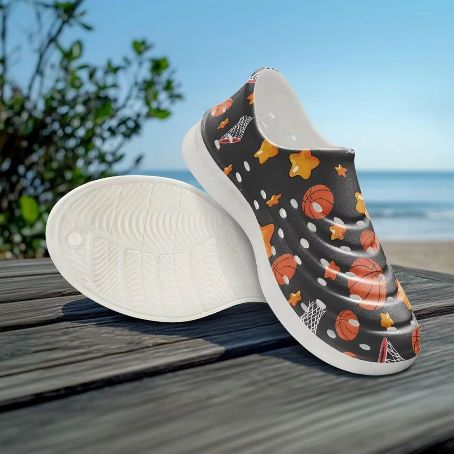 Boy Girls Water Shoes Cartoon Print Slip on Clogs Water Play Sneakers Sandal for Beach