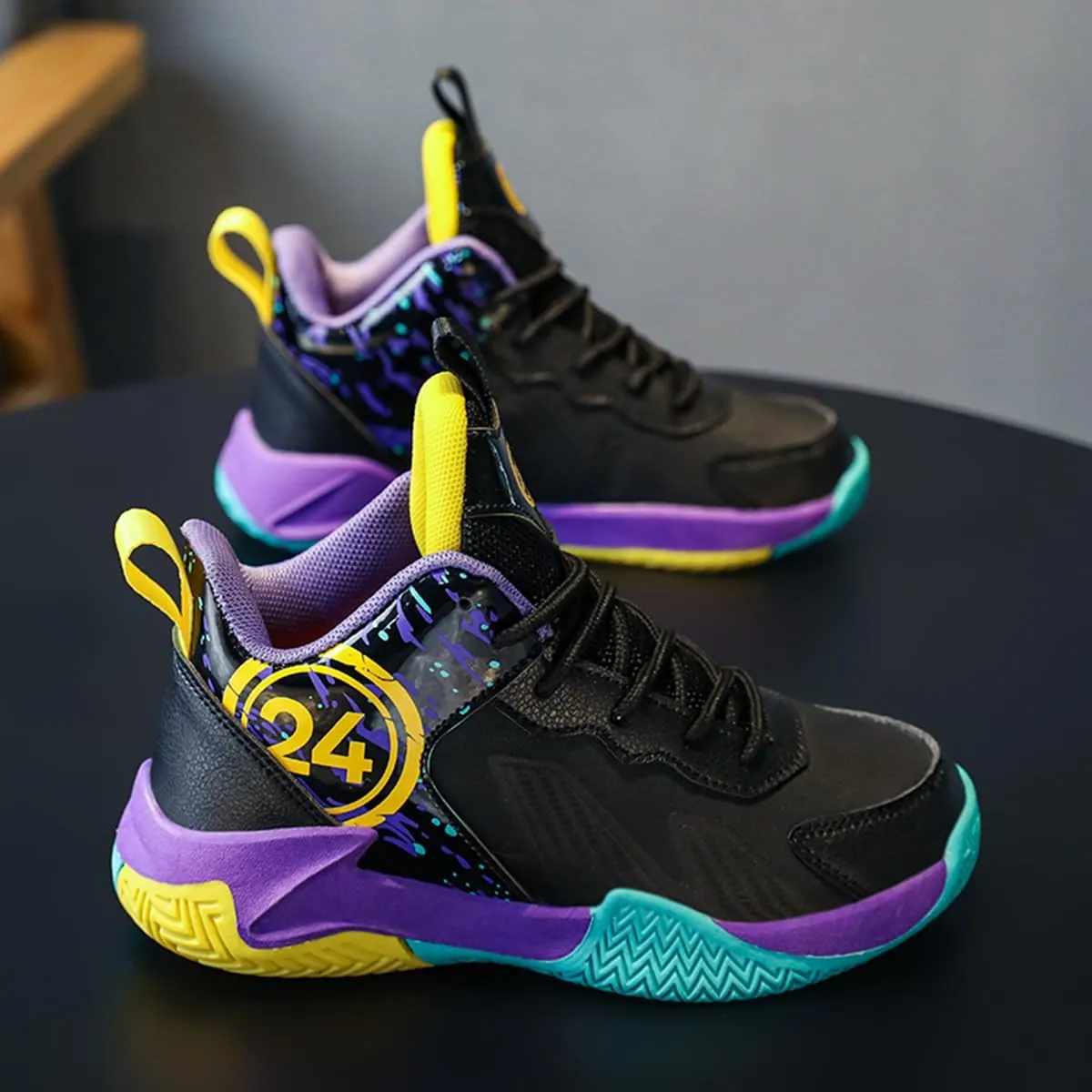 Boys and Kids Basketball Shoes Lightweight Fashion Sneakers Non Slip Sports Basketball Shoes