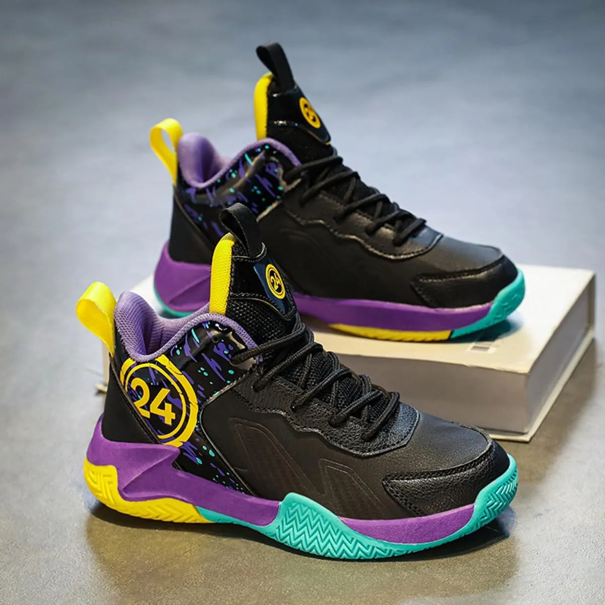 Boys and Kids Basketball Shoes Lightweight Fashion Sneakers Non Slip Sports Basketball Shoes