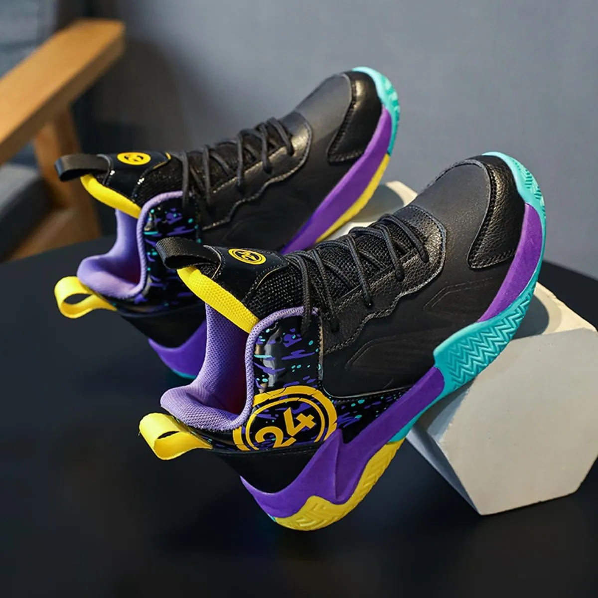 Boys and Kids Basketball Shoes Lightweight Fashion Sneakers Non Slip Sports Basketball Shoes