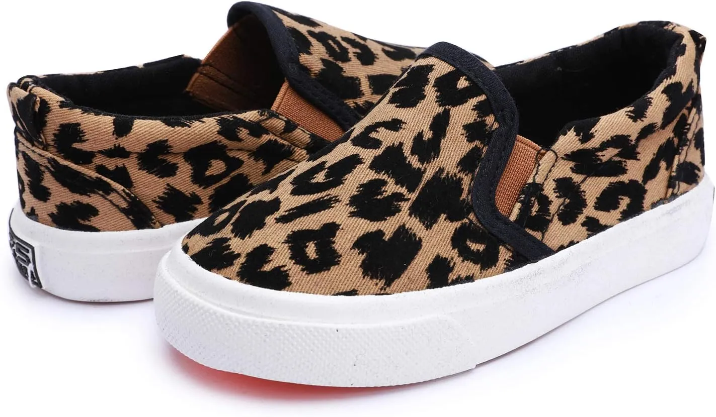 Boy's Girl's Canvas Sneakers Casual Leopard Print Slip-on Loafer Shoes Flats??Toddler/Little Kid??