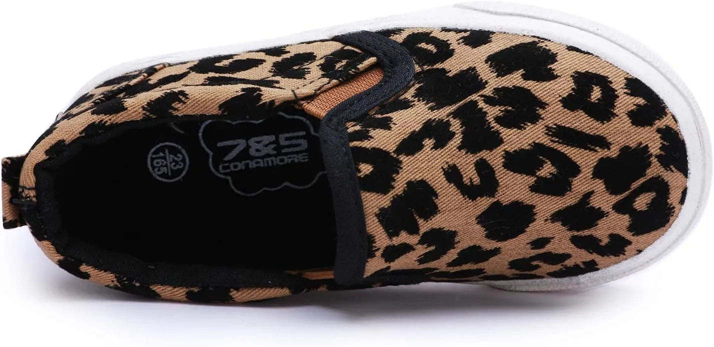 Boy's Girl's Canvas Sneakers Casual Leopard Print Slip-on Loafer Shoes Flats??Toddler/Little Kid??