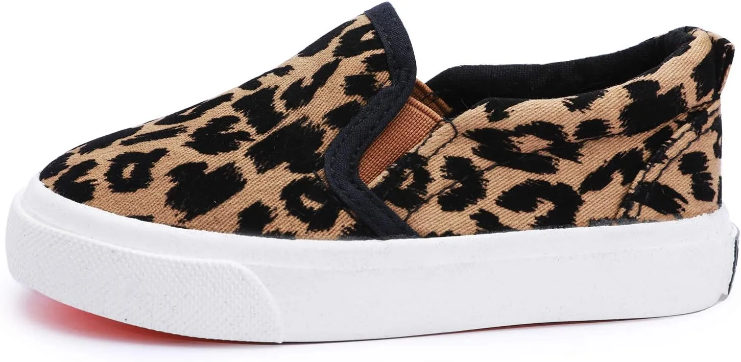 Boy's Girl's Canvas Sneakers Casual Leopard Print Slip-on Loafer Shoes Flats??Toddler/Little Kid??