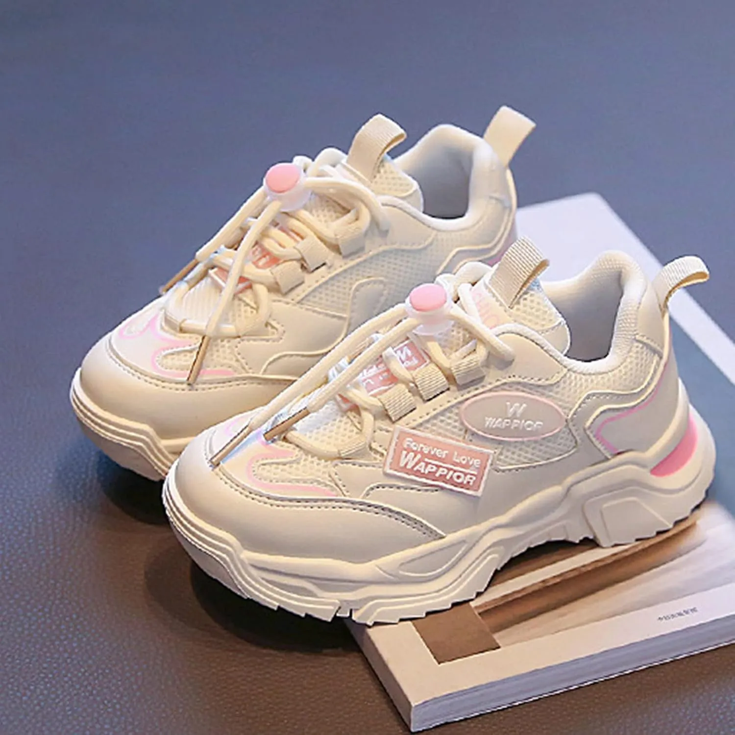 Boys Girls Tennis Running Shoes Lightweight Breathable Flat Sole Thick Sole Athletic Sports Running Shoes Girls