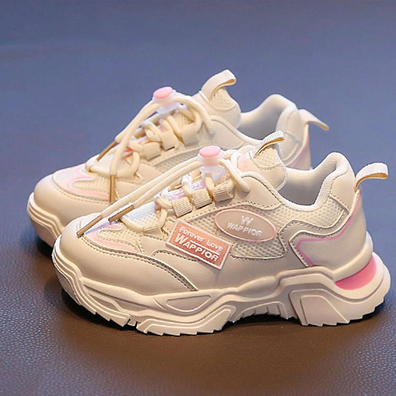 Boys Girls Tennis Running Shoes Lightweight Breathable Flat Sole Thick Sole Athletic Sports Running Shoes Girls
