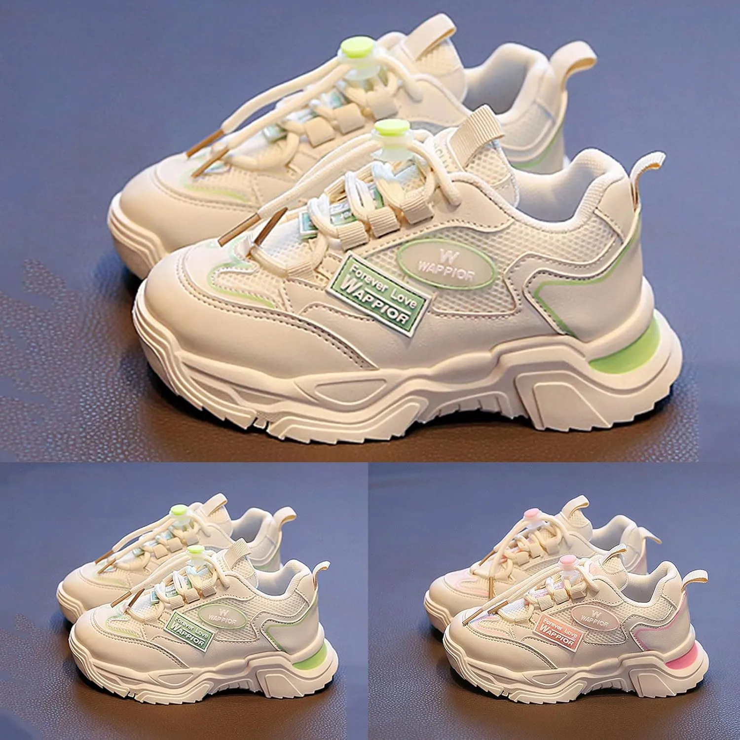 Boys Girls Tennis Running Shoes Lightweight Breathable Flat Sole Thick Sole Athletic Sports Running Shoes Girls