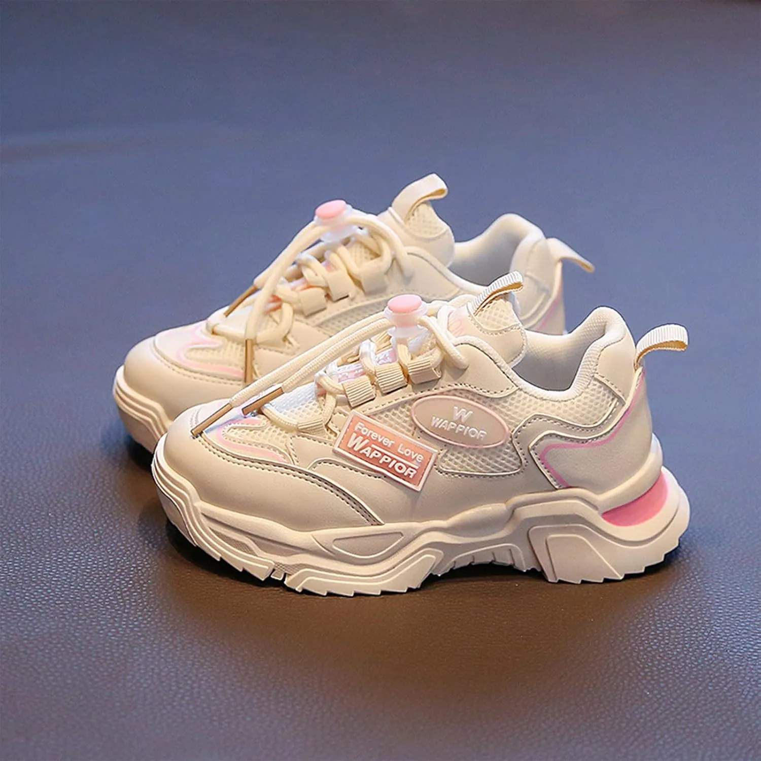 Boys Girls Tennis Running Shoes Lightweight Breathable Flat Sole Thick Sole Athletic Sports Running Shoes Girls