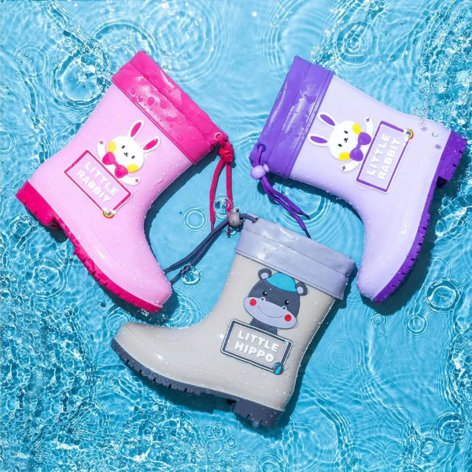 Children Cute Cartoon Fashion And Non Slip Rain Boots With Flecce Rain Boots Soft Bottom Fashion Rain Kids Talk Boots