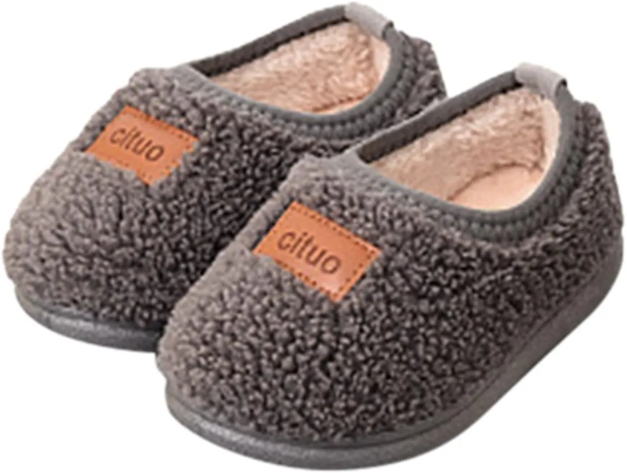 Childrens Girl Cotton Shoes Solid Color Fashion Soft Sole Winter Warm Indoor Non Slip Cotton Shoes