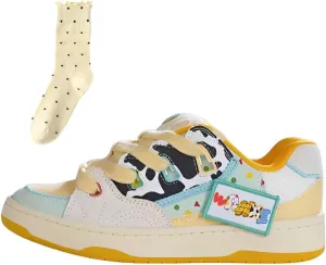 Chunky Canvas Sneakers for Women & Girls Cute Y2K Platform Walking Shoes with Socks for Travel & Gift
