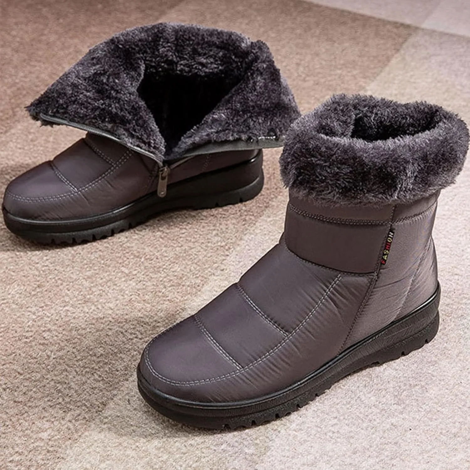 Chunky Heel Winter Boots for Women Women's Snow Boots Size 7 W Slip On Winter Shoes for Women Womens Ankle Boots Fur Lined Mid Calf Winter Boots Women Prime of Day Deals Today 2024
