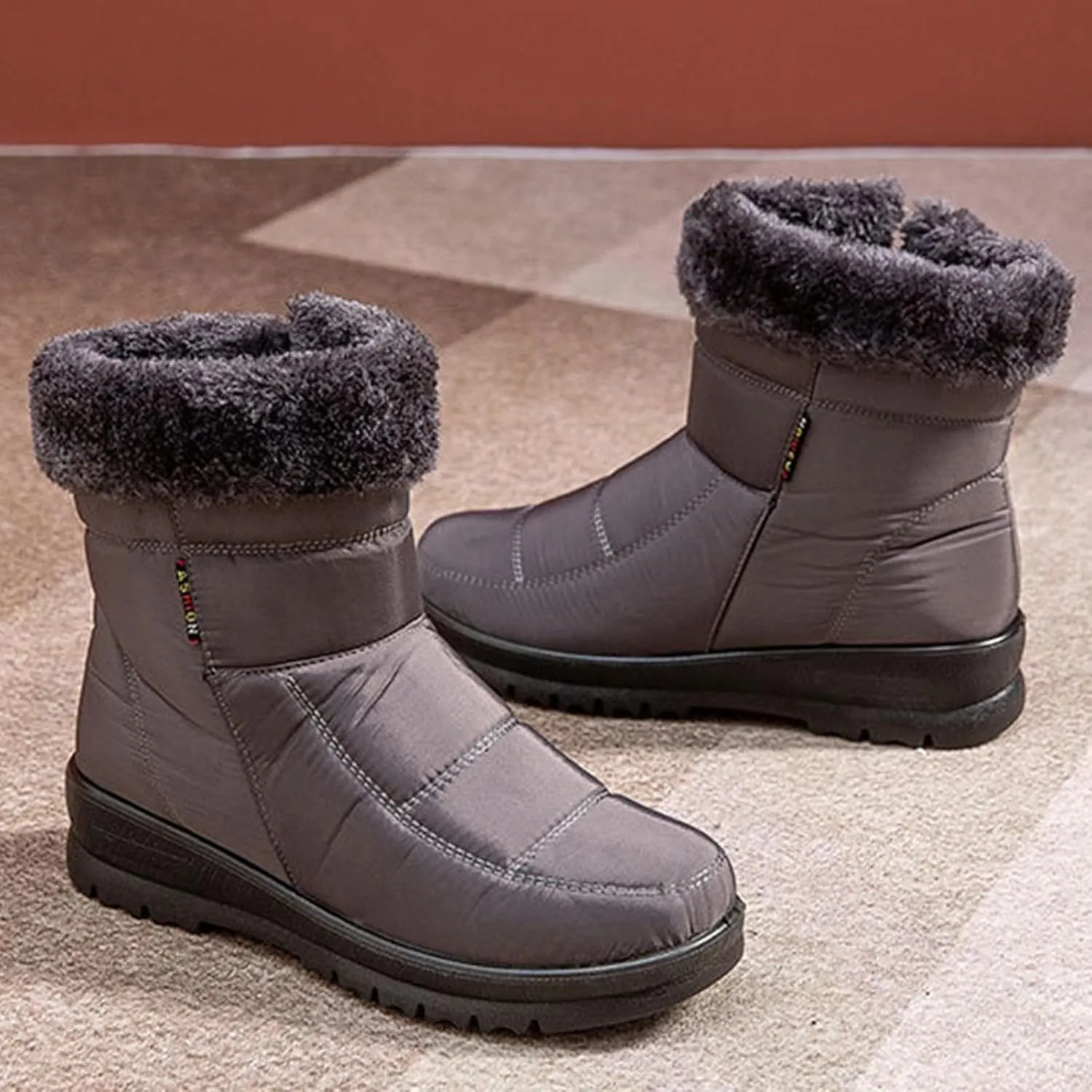 Chunky Heel Winter Boots for Women Women's Snow Boots Size 7 W Slip On Winter Shoes for Women Womens Ankle Boots Fur Lined Mid Calf Winter Boots Women Prime of Day Deals Today 2024