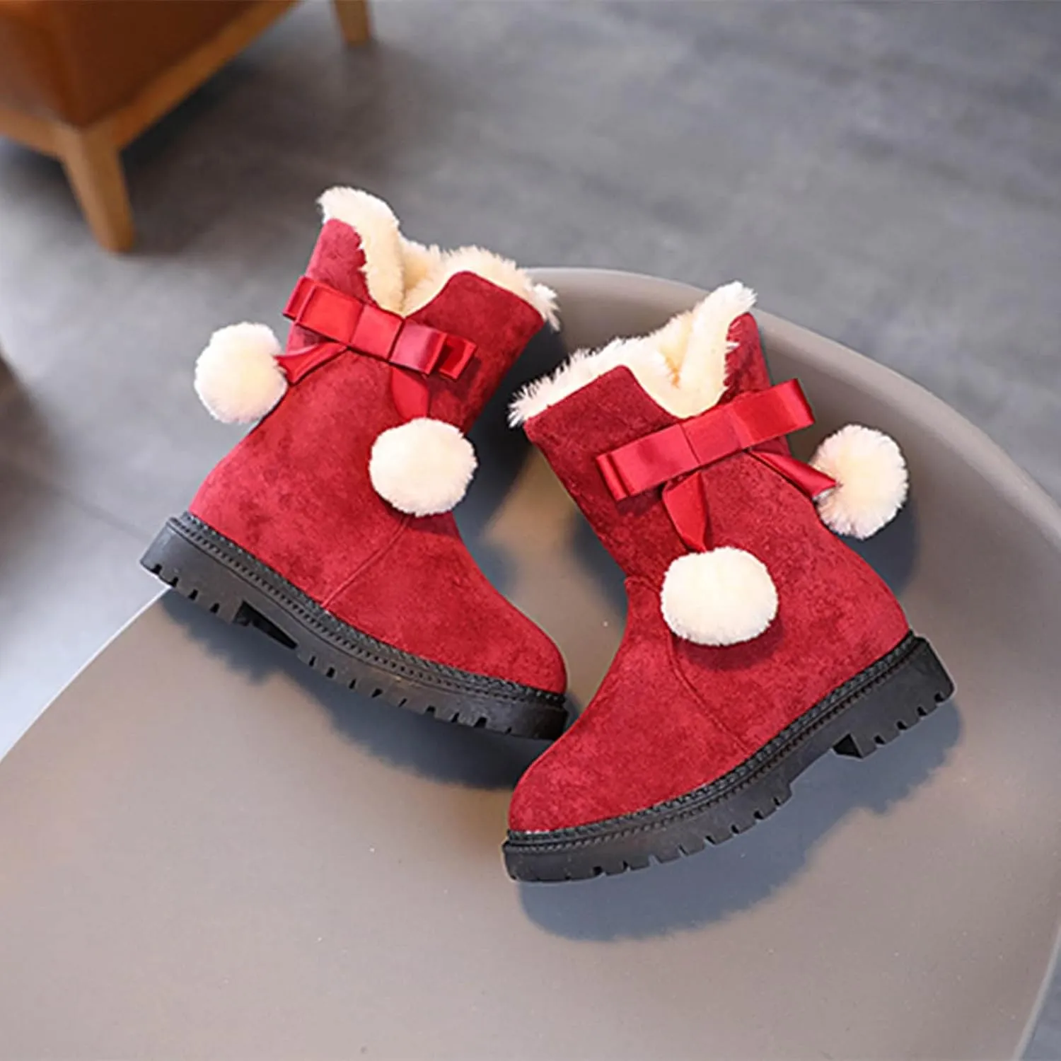 Fashion Autumn And Winter Girls Snow Boots Thick Bottom Non Slip Warm And Comfortable Solid Color Toddler Girl Winter