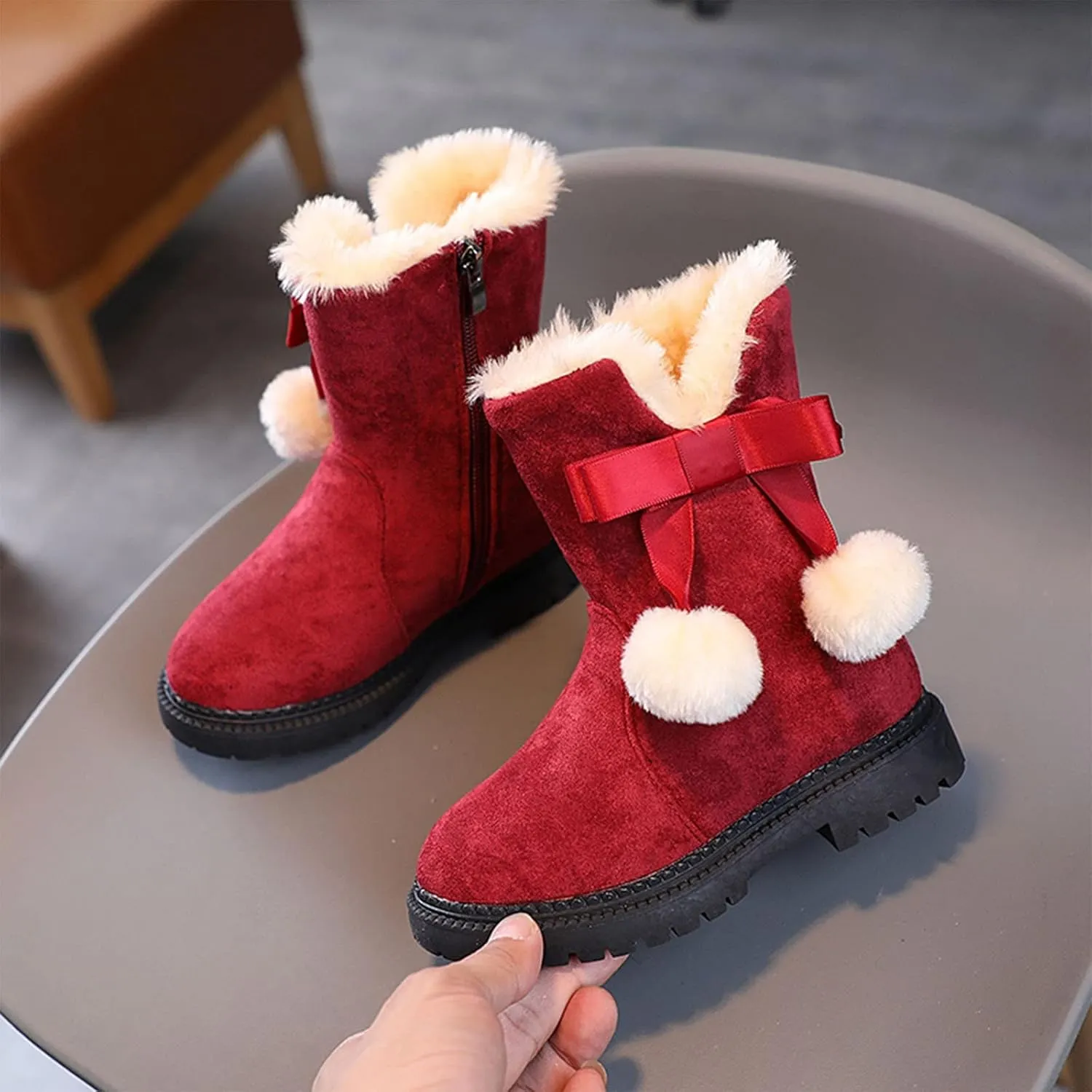 Fashion Autumn And Winter Girls Snow Boots Thick Bottom Non Slip Warm And Comfortable Solid Color Toddler Girl Winter