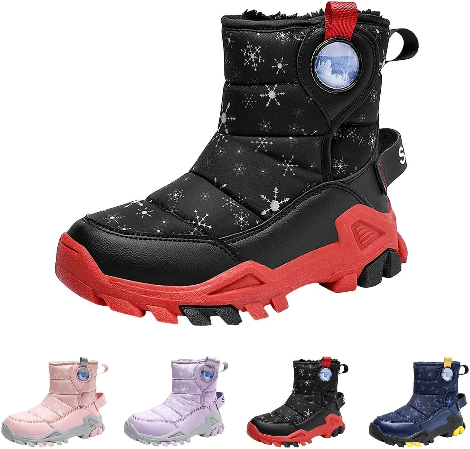Girls Boys Snow Boots Outdoor Warm Comfortable Non Slip Mid Calf Padded Small Big Kids Winter Girls Rain Boots Size 1