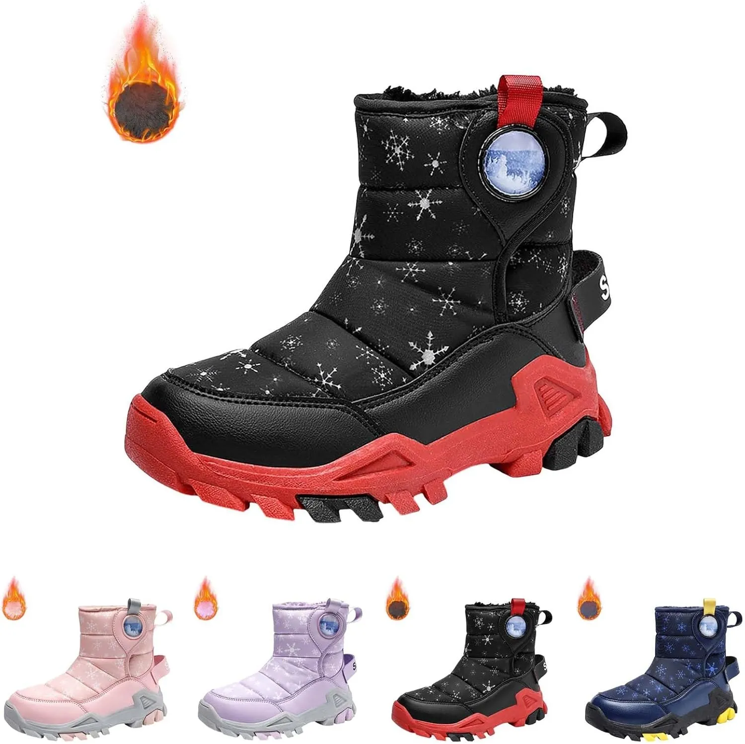 Girls Boys Snow Boots Outdoor Warm Comfortable Non Slip Mid Calf Padded Small Big Kids Winter Girls Rain Boots Size 1