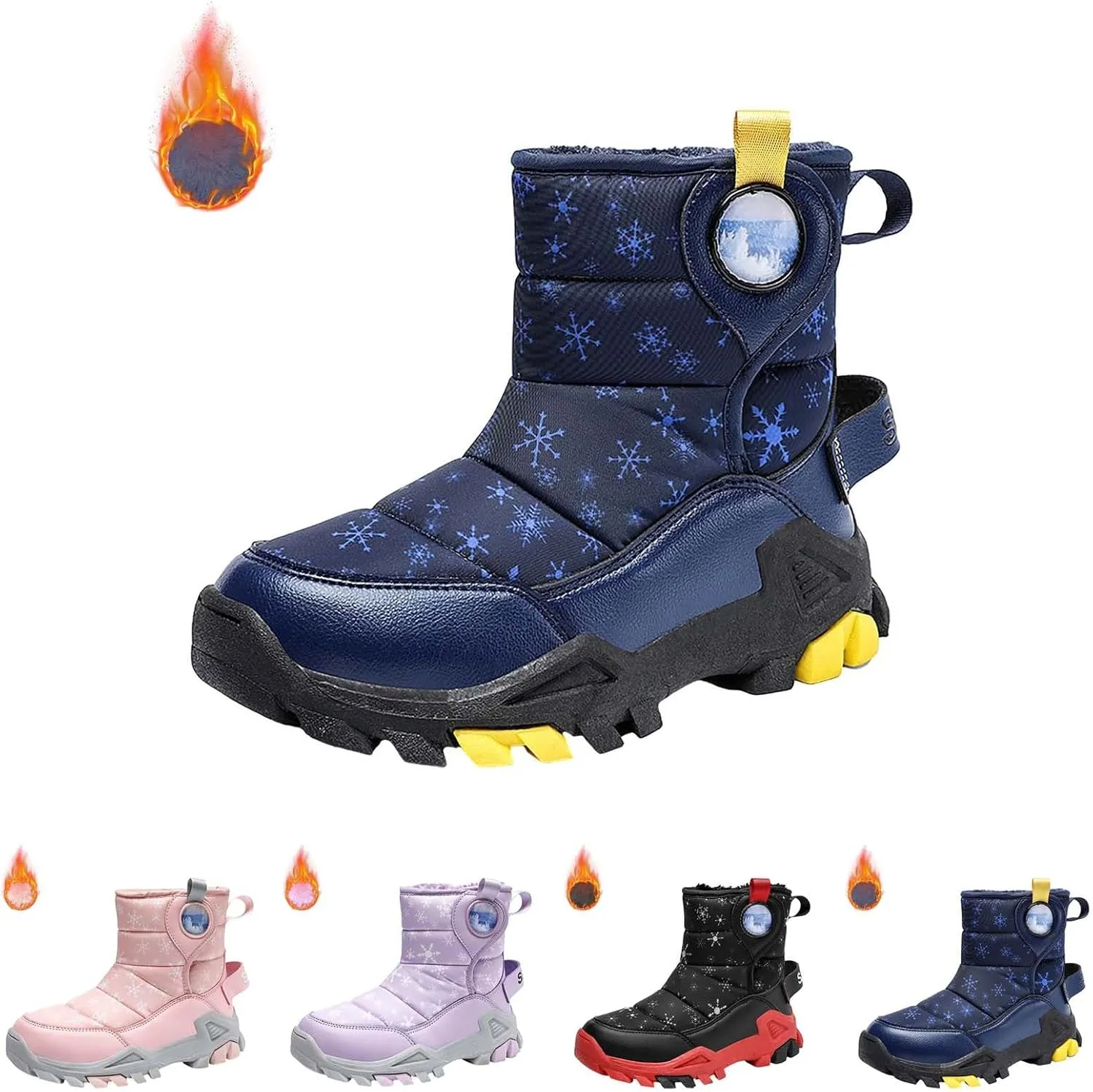 Girls Boys Snow Boots Outdoor Warm Comfortable Non Slip Mid Calf Padded Small Big Kids Winter Shoes for Toddler Girls