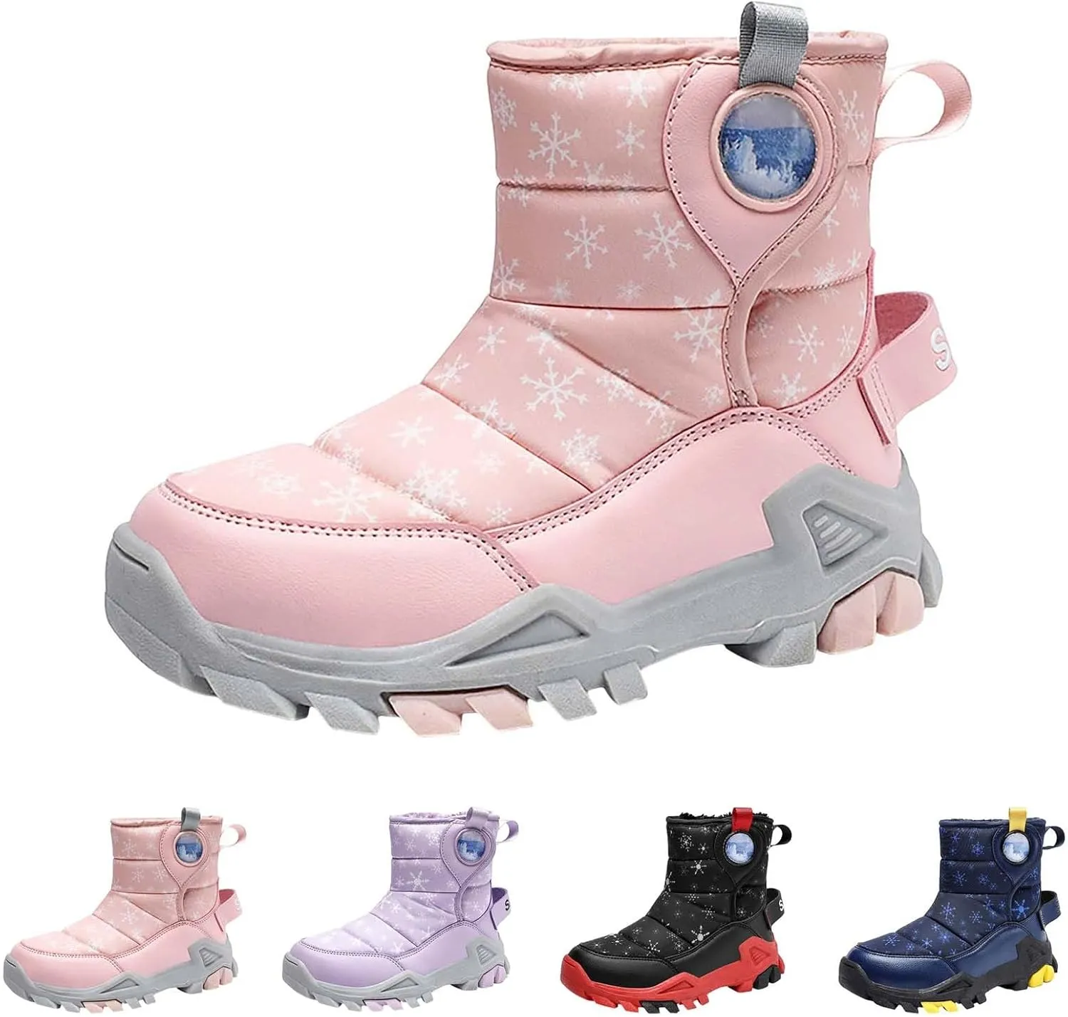 Girls Boys Snow Boots Outdoor Warm Comfortable Non Slip Mid Calf Padded Small Big Kids Winter Shoes Toddler Shoes Winter