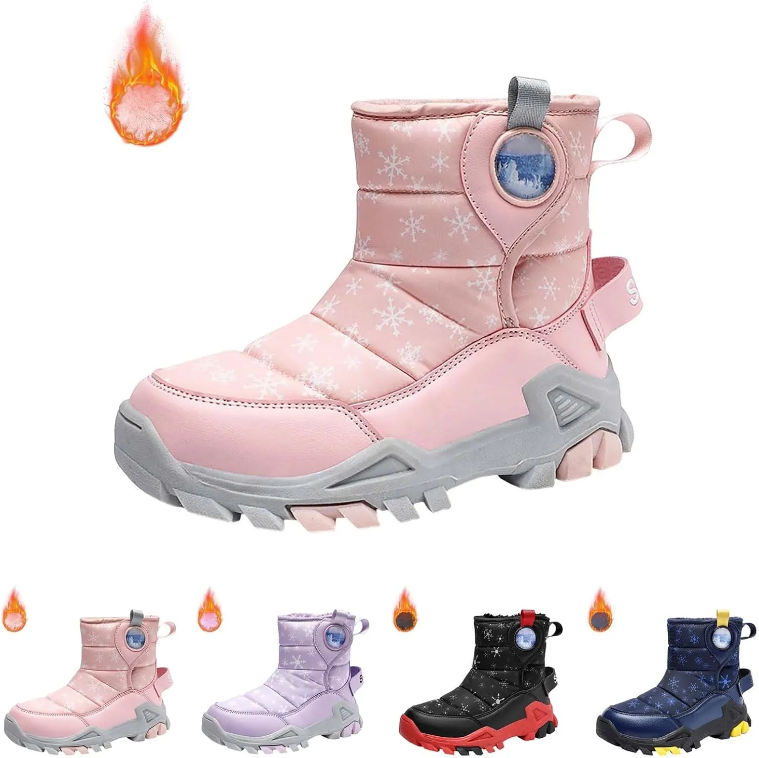 Girls Boys Snow Boots Outdoor Warm Comfortable Non Slip Mid Calf Padded Small Big Kids Winter Shoes Toddler Shoes Winter