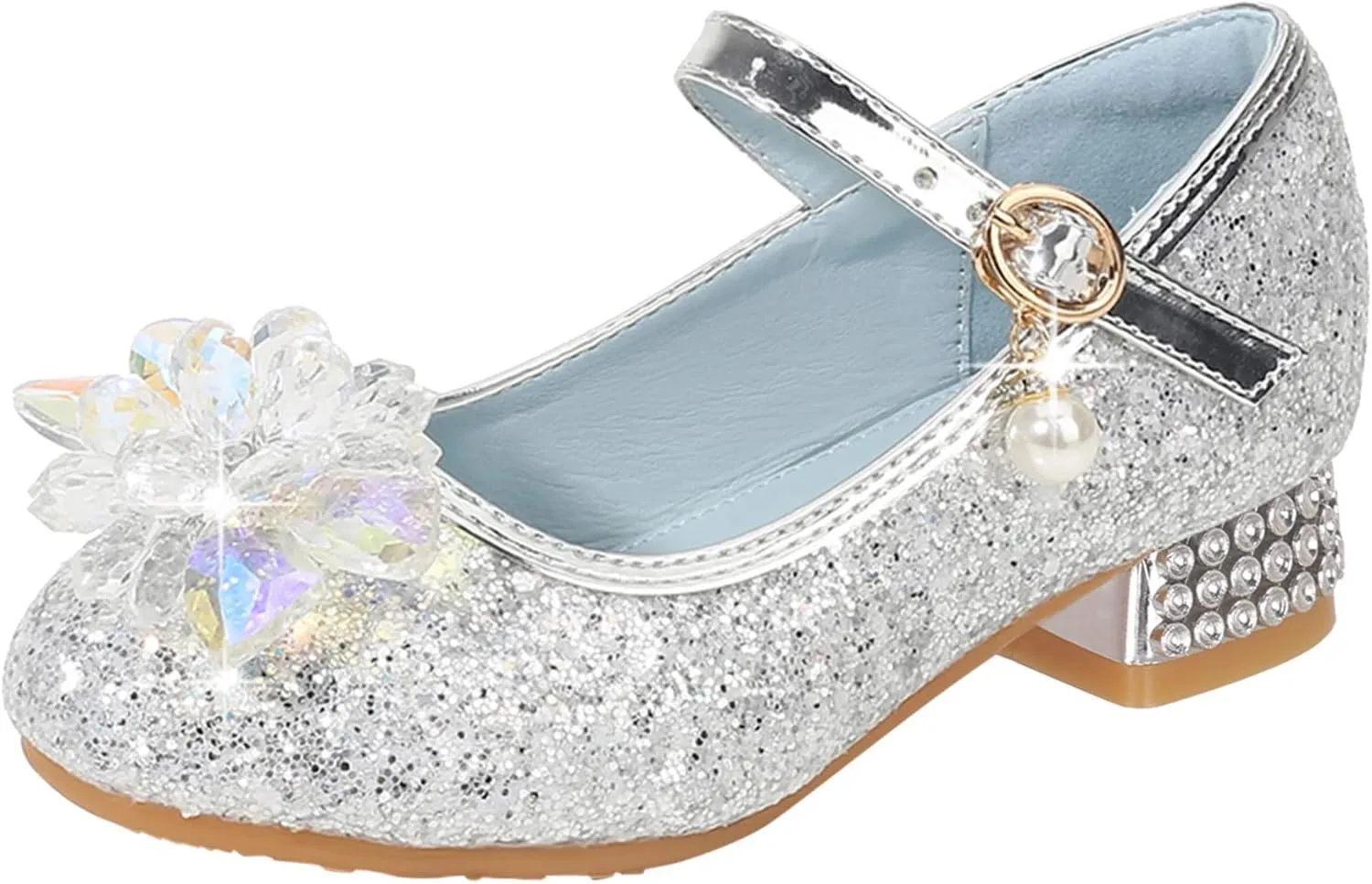 Girls Dress Adorable ??parkle Mary Jane Heel for Wedding Party Toddler Flower Buckle Flat for Little/Big Kids
