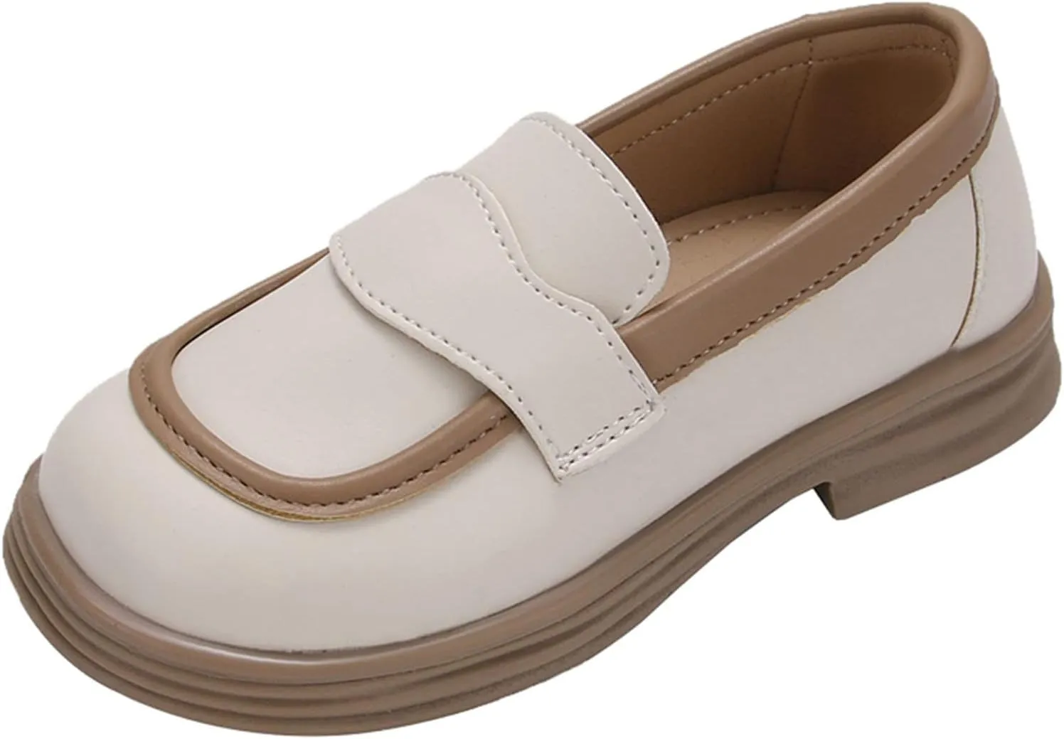 Girls Dress Shoes Chunky Loafers for Girl Platform Loafers School Unifor?? Slip On Shoes School Shoes Toddler Girls (White, 12.5 Little Child)