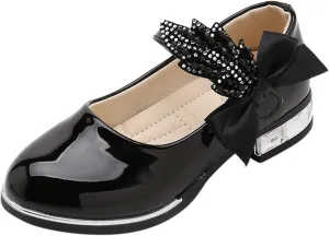 Girls Dress Shoes Wedding Bowknot Shoes Princess School Shoes Low Heel Pointed Toe Dress Shoes for Kids Toddler