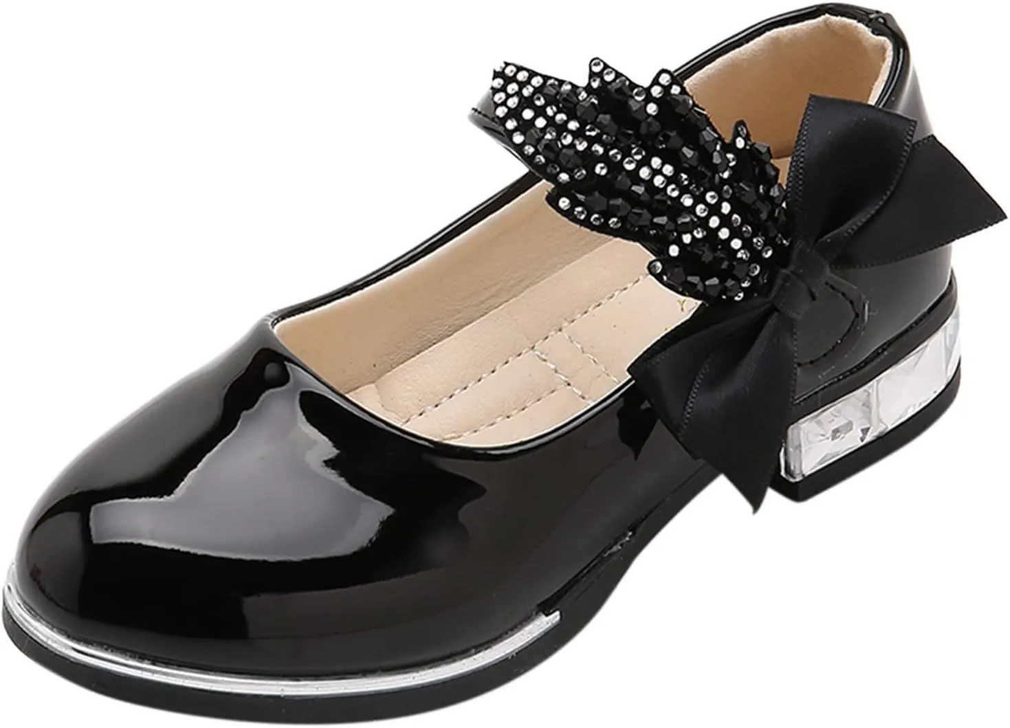 Girls Dress Shoes Wedding Bowknot Shoes Princess School Shoes Low Heel Pointed Toe Dress Shoes for Kids Toddler