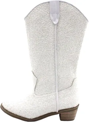 Girls Sequin Sparkly Cowboy Boots Kids ??hinestone Glitter Low Heel Wedding Dress Booties Western Pointed Toe Shoes