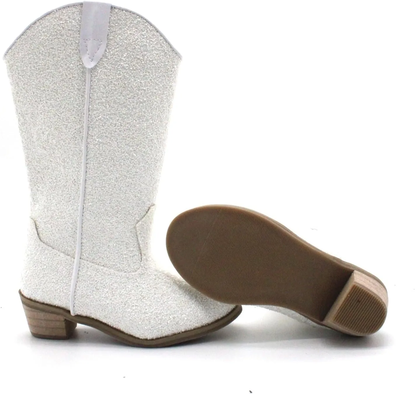 Girls Sequin Sparkly Cowboy Boots Kids ??hinestone Glitter Low Heel Wedding Dress Booties Western Pointed Toe Shoes